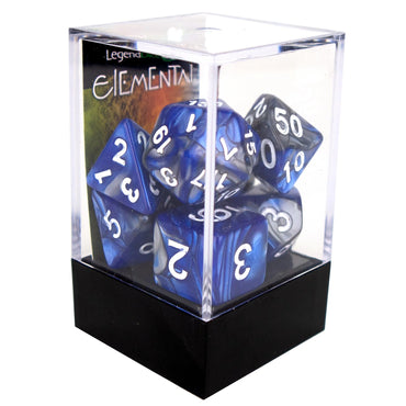 Poly Dice Set - Elemental - Steel and Blue, Boxed