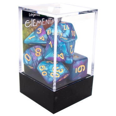 Poly Dice Set - Elemental - Purple and Lake Blue, Boxed