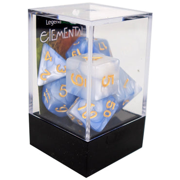 Poly Dice Set - Elemental - White and Blue, Boxed