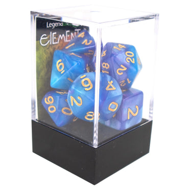 Poly Dice Set - Elemental - Purple and Blue, Boxed