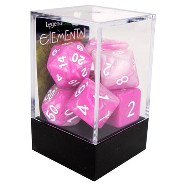 Poly Dice Set - Elemental - Magenta and White, Boxed