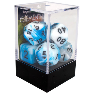 Poly Dice Set - Elemental - Cyan and White (Black), Boxed