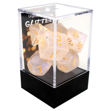 Poly Dice Set - Glitter - Shimmer with Chaos Gold Font, Boxed - Legend Dice