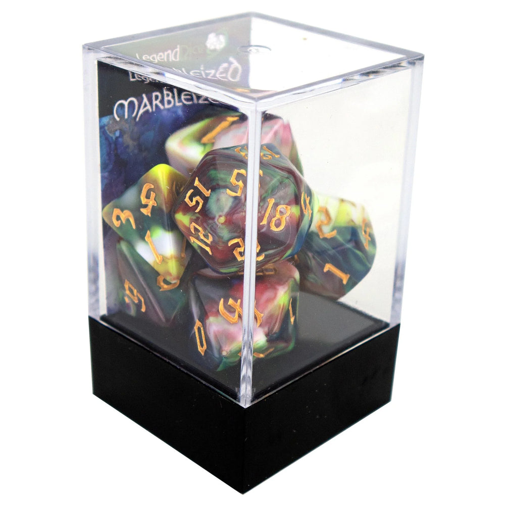 Poly Dice Set - Marblized Chaos - Secret Garden, Boxed - Legend Dice