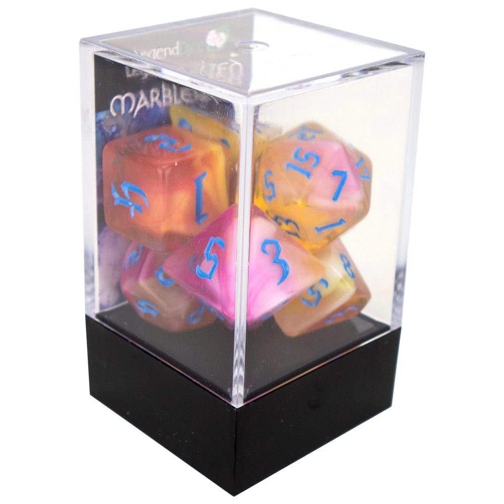 Poly Dice Set - Marblized Chaos - Zinnia, Boxed - Legend Dice