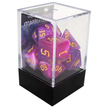 Poly Dice Set - Marblized Chaos - Hanging Fuschia, Boxed - Legend Dice