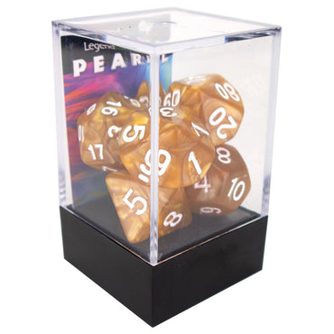 Poly Dice Set - Pearl - Gold (White), Boxed - Legend Dice