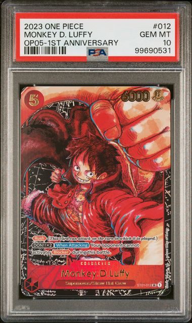 Monkey.D.Luffy - ST01-012 OP05 1st Anniversary - PSA Graded Card 10 - #99690531