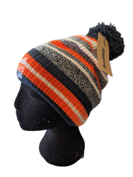 Boss Minis Beanie with Bobble - French Navy/Orange/White