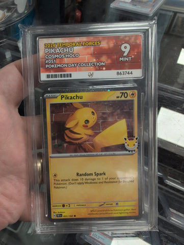 Pikachu - 051/162 - Temporal Forces - Cosmos Holo - Ace Graded Card 9 - #863744