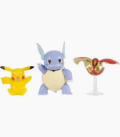 Pokemon 3-pack Battle Figure - Wartortle, Pikachu & Flapple