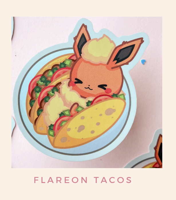 Poroful Stickers - Vinyl 3" Sticker Pokemon - Flareon Tacos