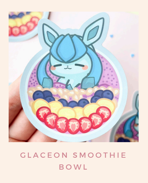 Poroful Stickers - Vinyl 3" Sticker Pokemon - Glaceon Smoothie Bowl