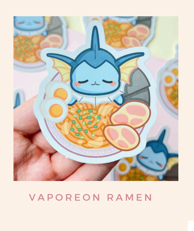 Poroful Stickers - Vinyl 3" Sticker Pokemon - Vaporeon Ramen