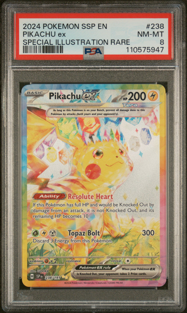Pikachu ex - 238/191 - Surging Sparks - PSA Graded Card 8 - #110575947