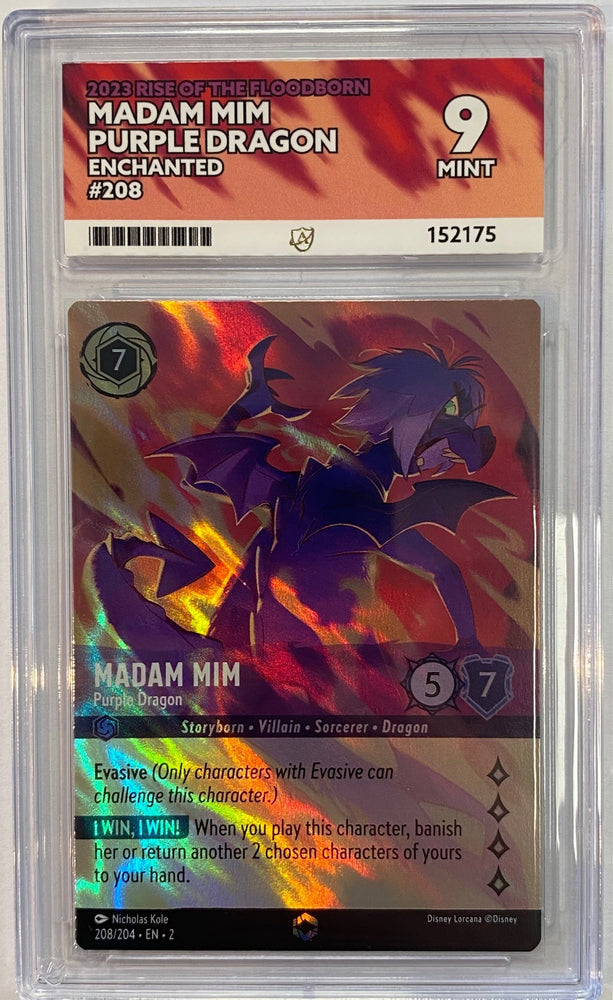 Madam Mim - Purple Dragon (Enchanted) (208/204) [Rise of the Floodborn] - ACE Graded Card 9 - #152175