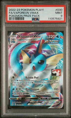 Vaporeon Vmax - 030/203 - Evolving Skies - 2022-2023 Play! Pokemon Stamped Promo - PSA Graded Card 9 - #110575921