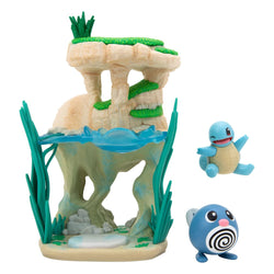 Pokemon Select 6" Enviroment Figure Pack - Shoreside Lake & Poliwag & Squirtle 2"