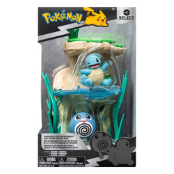 Pokemon Select 6" Enviroment Figure Pack - Shoreside Lake & Poliwag & Squirtle 2"