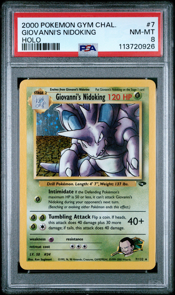 Giovanni's Nidoking - Gym Challenge - Holo Rare - 7/132 - PSA Graded Card 8 - #113720926