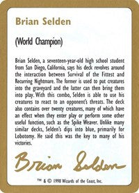 1998 Brian Selden Biography Card [World Championship Decks]