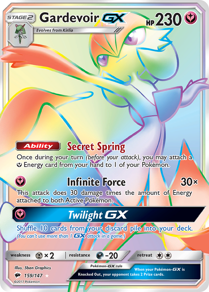  Pokemon Gardevoir-GX - 159/147 - Secret Rare - Sun & Moon:  Burning Shadows : Toys & Games