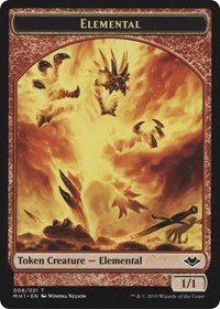 Elemental (008) // Emblem - Serra the Benevolent (020) Double-sided Token [Modern Horizons Tokens]