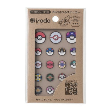Pokemon Center Original irodo Fabric Transfer Sticker - Pokeballs
