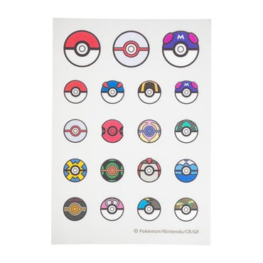 Pokemon Center Original irodo Fabric Transfer Sticker - Pokeballs