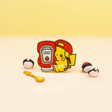 Pikachu Ketchup - Pokemon Pin Badge by Poroful