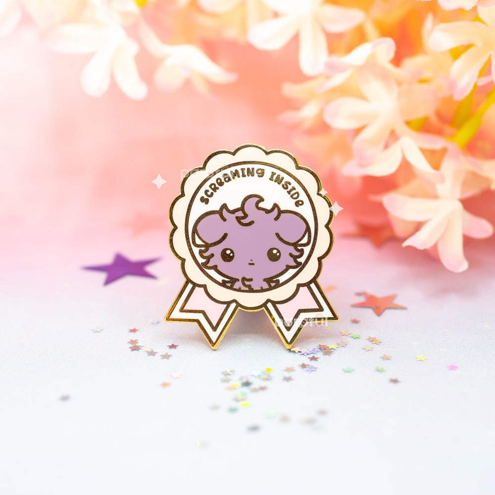 Espurr "Screaming Inside" - Pokemon Pin Badge by Poroful