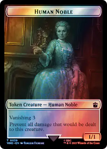 Human Noble // Beast Double-Sided Token (Surge Foil) [Doctor Who Tokens]