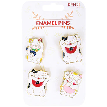 METAL PIN BADGE 4PCS - LUCKY CAT