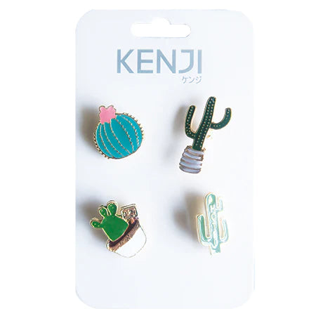 METAL PIN BADGE 4PCS - CACTUS