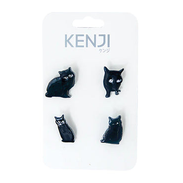 METAL PIN BADGE 4PCS- BLACK CAT