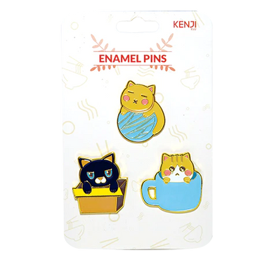 METAL PIN BADGE 3PCS - CAT THINGS