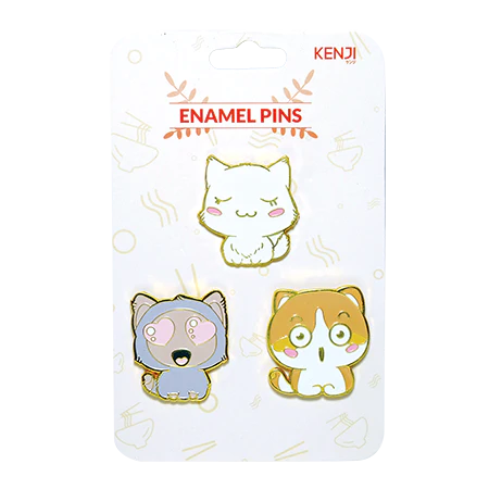METAL PIN BADGE 3PCS - CAT QUEUE
