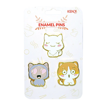 METAL PIN BADGE 3PCS - CAT QUEUE