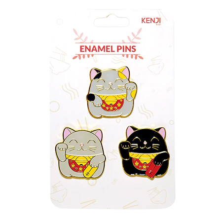 METAL PIN BADGE 3PCS - FORTUNE CAT