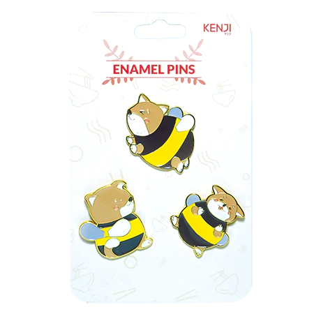 METAL PIN BADGE 3PCS - SHIBA BEE