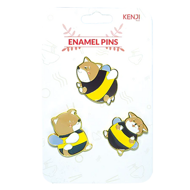 METAL PIN BADGE 3PCS - SHIBA BEE