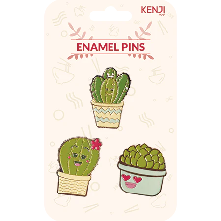 METAL PIN BADGE 3PCS - CACTUS