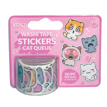 WASHI TAPE STICKERS - CAT QUEUE