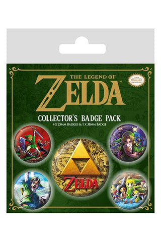 Legend of Zelda Pin-Back Buttons 5-Pack Classics