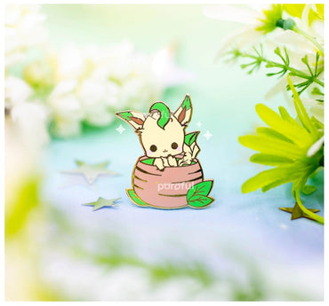 Leafeon "Macha Tea" - Pokemon Pin Badge by Poroful