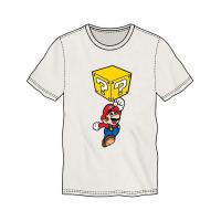 Super Mario Bros. Mario Breaking Block T-Shirt, Male, Extra Small, White